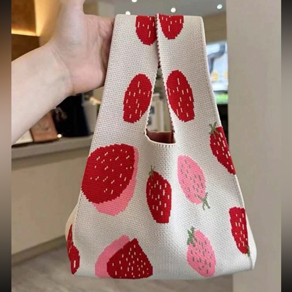 Pink Knit Bag STRAWBERRY NEW